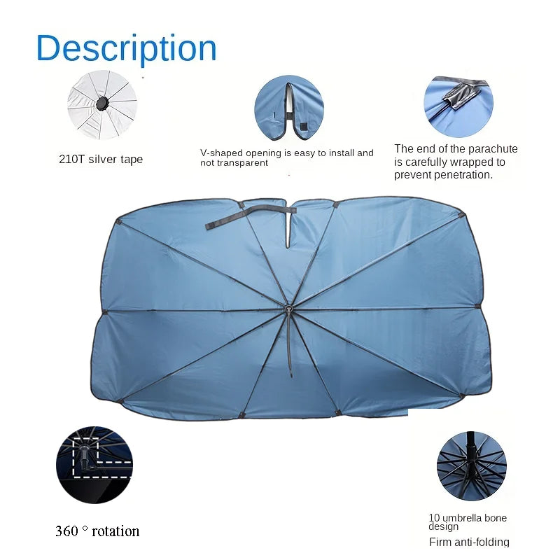 Car Sunshade Windshield Umbrella with 360°Rotation Bendable Handle Front Window Sun Shade UV Protection Summer Car Accessories